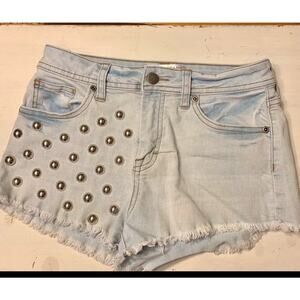 STUDDED STRETCH COTTON DENIM CUTOFF DAISY DUKE JEAN SHORTS NWOT S